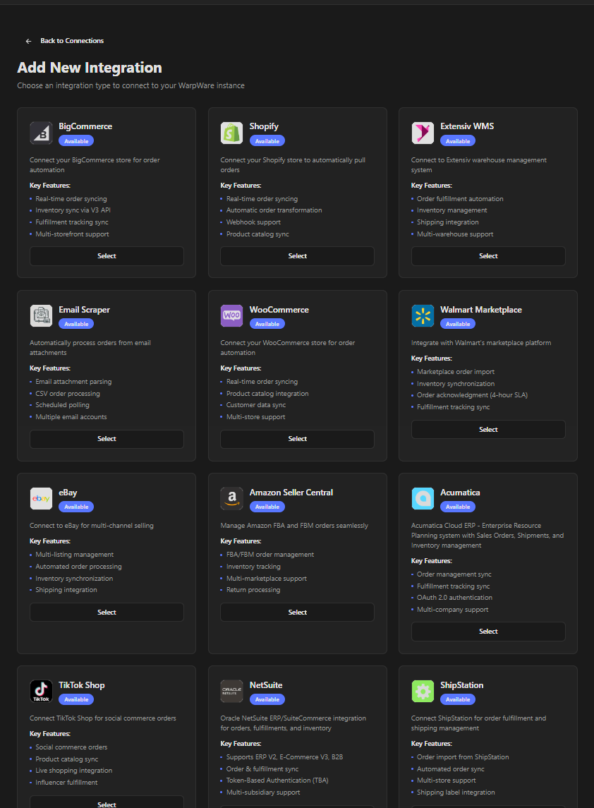 WarpWare Integrations