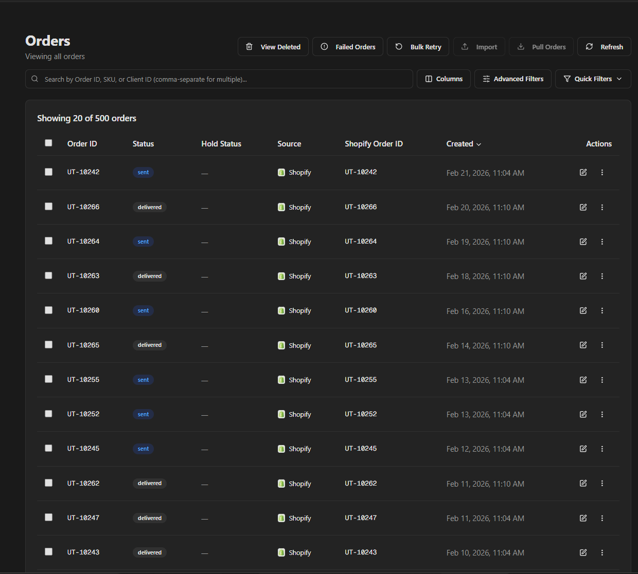 WarpWare Orders Dashboard